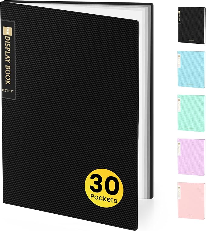 Sooez Binder with Plastic Sleeves 30-Pocket, Displays 60 Pages, 8.5x11 by Sooez