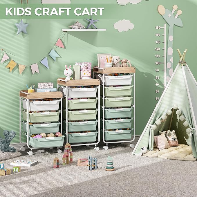 6 Drawer Rolling Cart for Craft Storage, Utility Drawer Organizer - Image 8