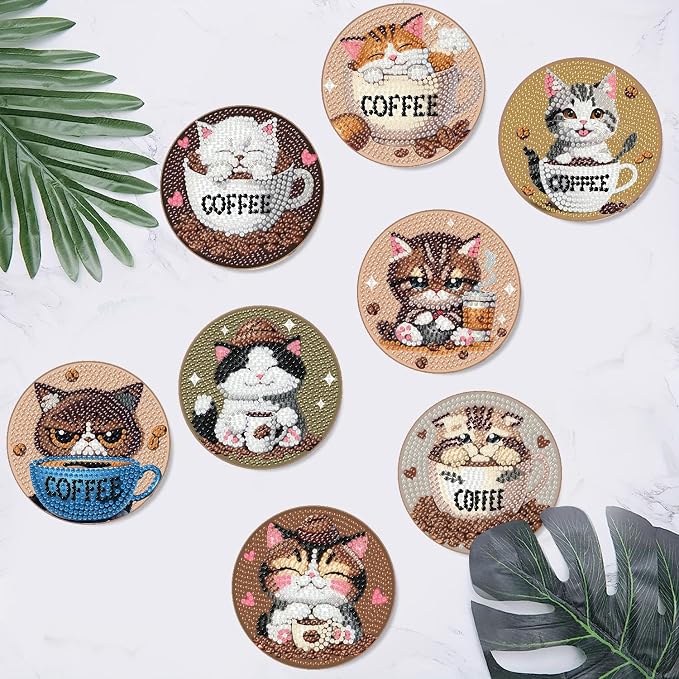 Clendo 8 PCS Diamond Art Coasters - Image 7