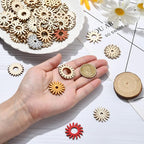 200 pcs Mixed Styles Sunflower Theme Unfinished Wood Cutout Charms Daisy Flower - Image 4