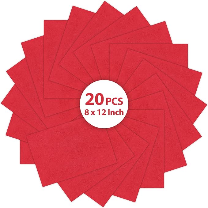 20PCS Red Felt Fabric Sheets by Loyisal