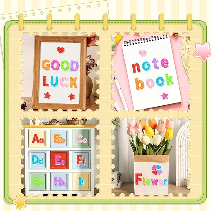 Glitter Foam Letter Stickers 469 Pcs Self-Adhesive Uppercase & Lowercase ABC - Image 8