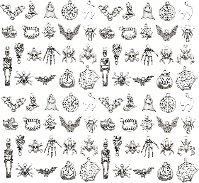 WOCRAFT 60pcs Antique Silver Halloween Bracelet Charms by WOCRAFT