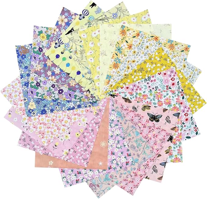HANPATQUI 50PCS 10 x 10 inch Floral 100% Cotton Fat Quarters Fabric - Image 5