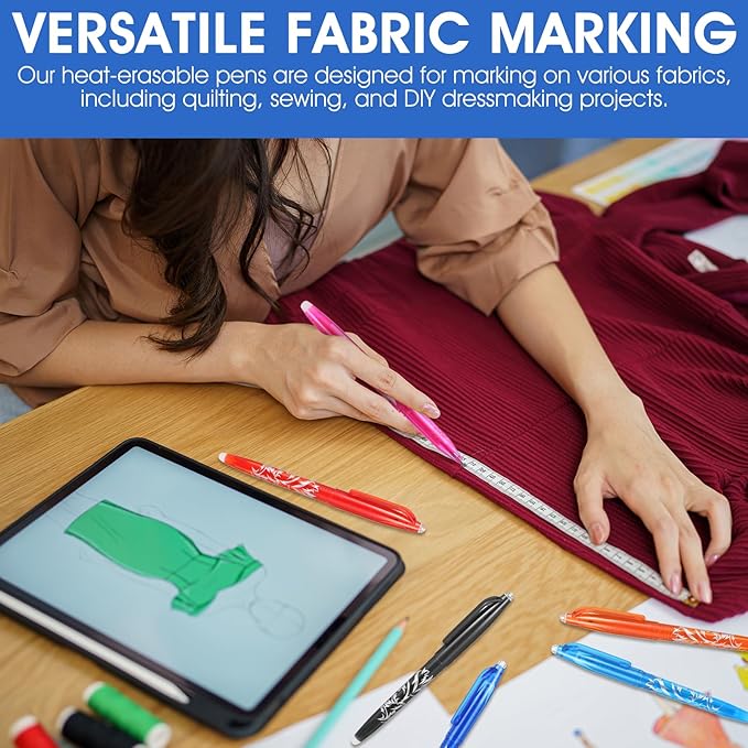 8pcs Heat Erasable Pens for Fabric, Fabric Marking Pens Fabrics Markers No - Image 3