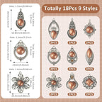 18Pcs Tibetan Style Alloy Charms Bohemia Vintage Filigree Charms 9 Styles - Image 5
