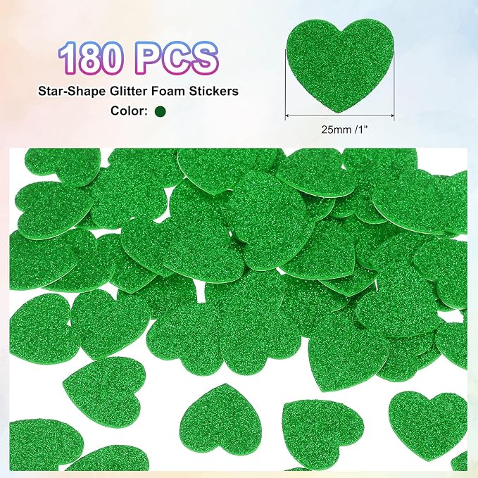 MECCANIXITY 180Pcs Glitter Foam Stickers 1 Inch Self-Adhesive Sparkly - Image 2