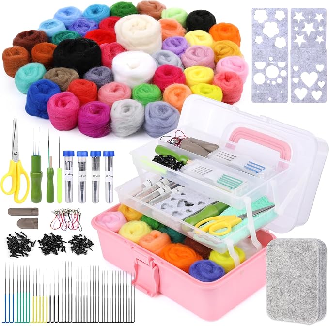 JUPEAN 221 Pcs Needle Felting Kit Needle Felting Starter Kit Needle Felting by Jupean