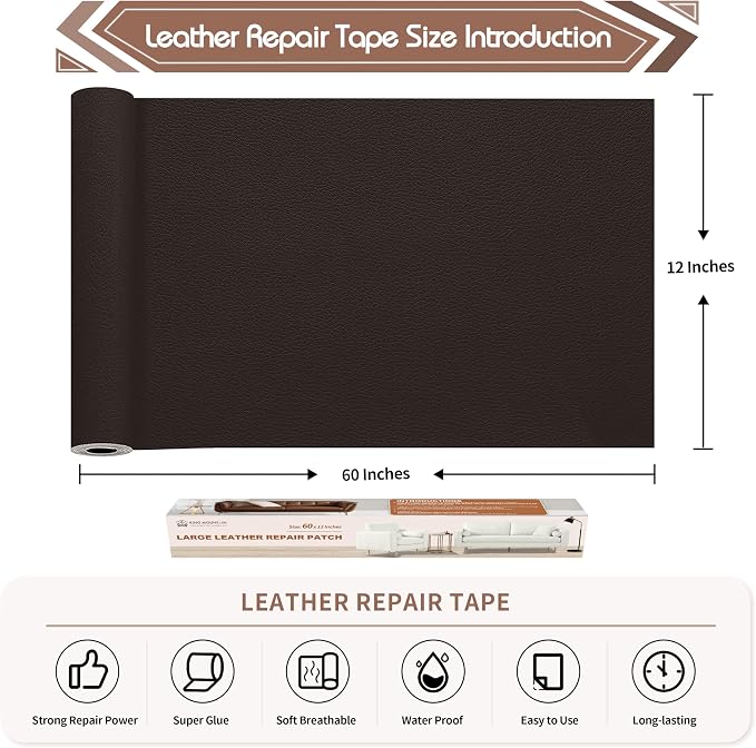 KING MOUNTAIN Leather Repair Patch, 12 x 60 Inches self Adhesive Leather Repair - Image 4