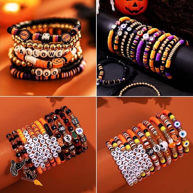 BBita 1480pcs Halloween Polymer Clay Beads Charms Friendship Bracelet Necklace - Image 3