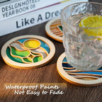 Temlum Wooden Coasters Painting Kit, Paint You Own Coaster Wooden Painting - Image 5