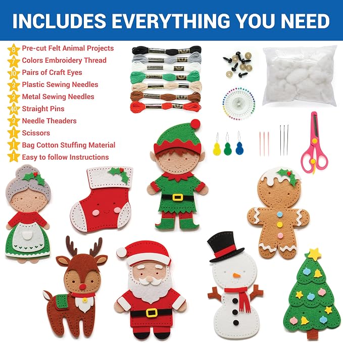 Craftorama Sewing Kit for Kids, Fun and Educational Christmas Craft Set for - Image 2