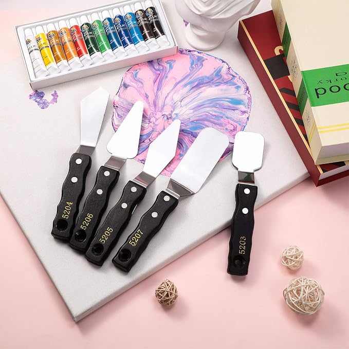 5-piece Large Palette Knife Set Stainless Steel Painting Knives - Image 7