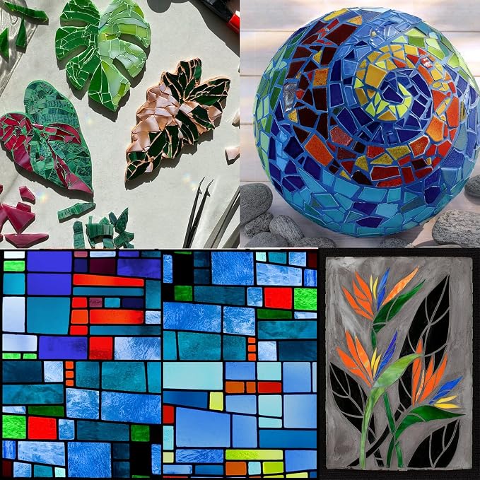 ILLUCKAI 2.2lb Irregular Stained Glass Scraps, Mosaic Glass Pieces, Mosaic Tiles - Image 6