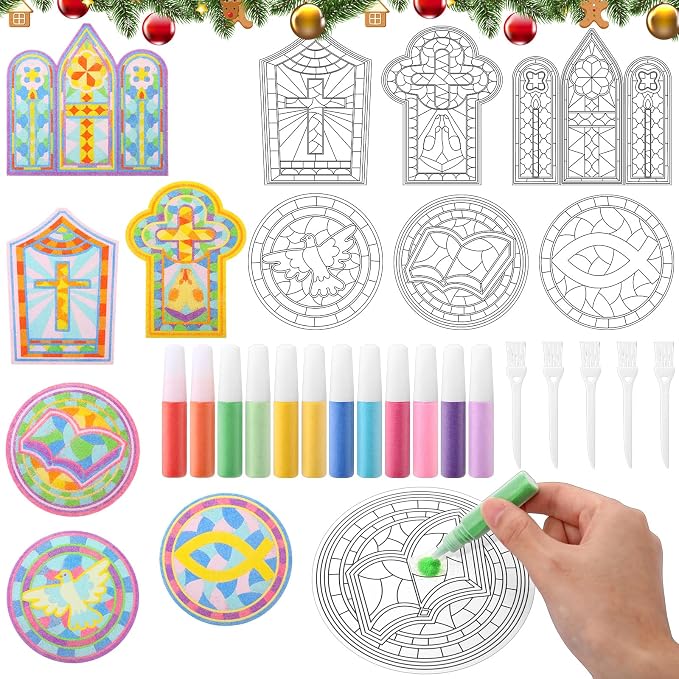 Soulchen 24 Sets Christian Cross Craft Kit, Vbs Religiou Color Your Own Cross by Soulchen