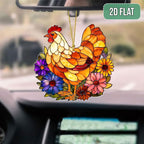 2D Flat Faux Stained Glass Chicken Acrylic Christmas Ornament, Hen Ornaments - Image 3