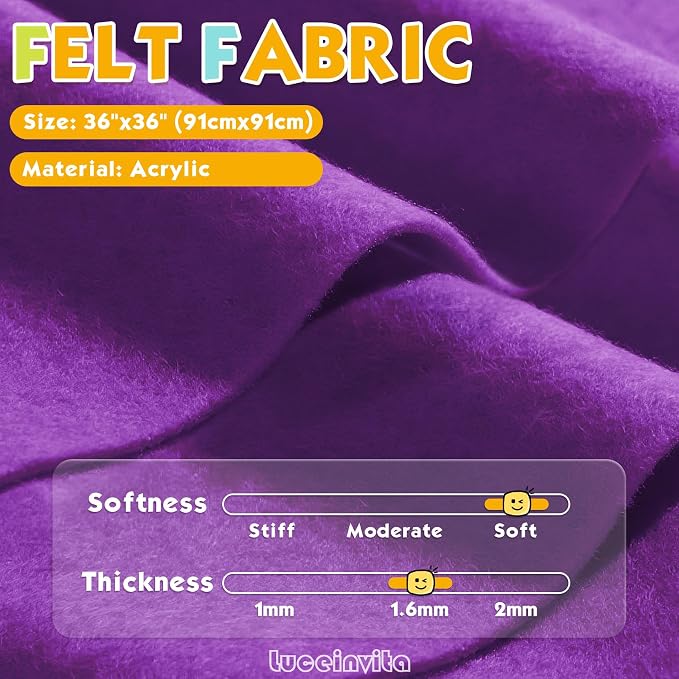 Bright Violet 36" X 36" Felt Fabric Sheet - Image 2