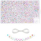 1400 Pieces 4x7mm White Round Acrylic Alphabet Letter Beads A-Z Heart Pattern by YYOODS