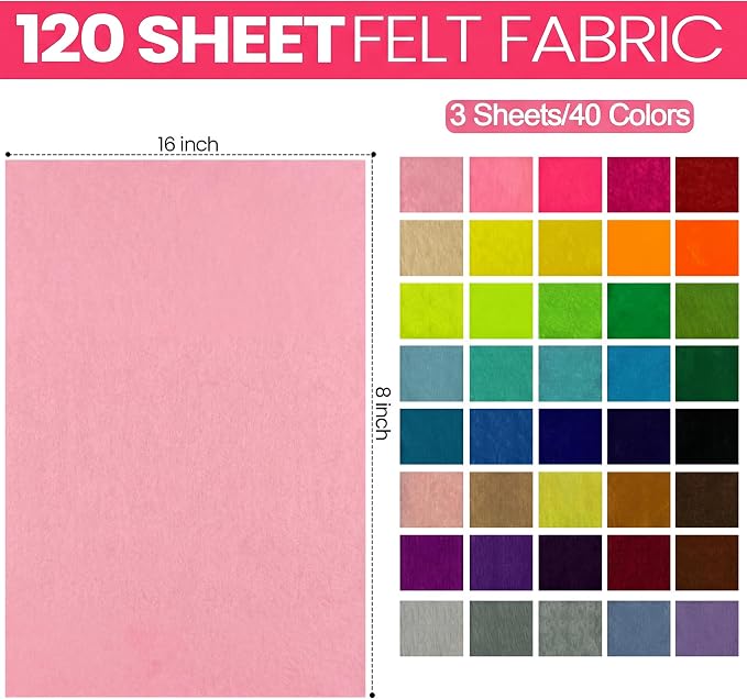 Reginary 120 Pcs 8 x 16 Inch Felt Sheets Bulk - Image 3