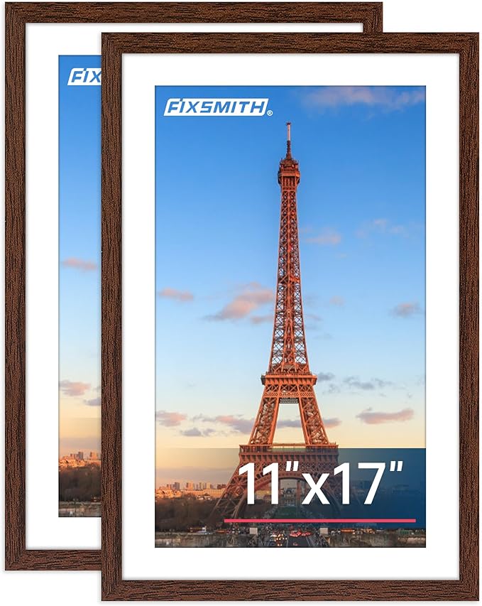 FIXSMITH 11x17 Picture Frame Brown Set of 2, Photo Frame by FIXSMITH