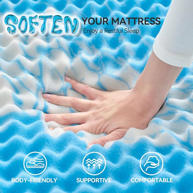 SINWEEK 3 Inch Egg Crate Memory Foam Mattress Topper Full Size, Soft Mattress - Image 5