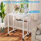 GreenForest Folding Desk with Wheels, 31.5" Rolling Table - Image 8
