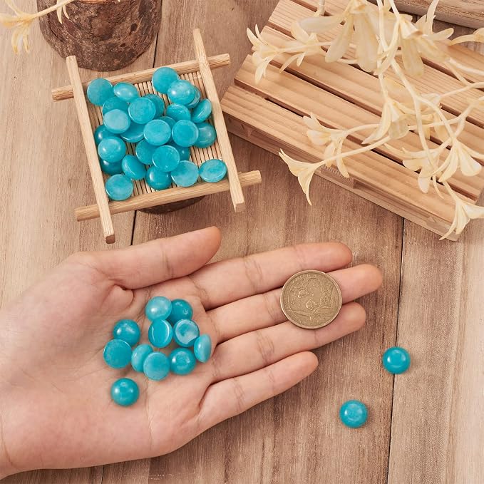 FASHEWELRY 50Pcs Natural White Jade Cabochons Flat Back Gemstone Cabochons 12mm - Image 5