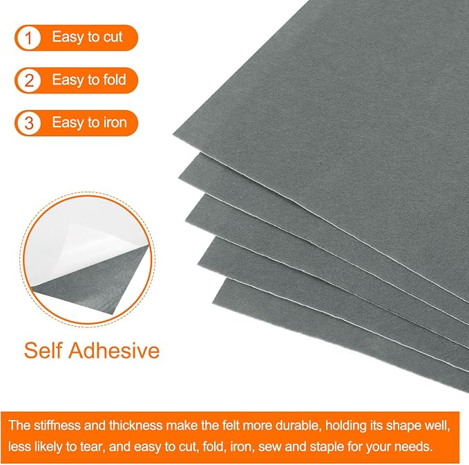 MECCANIXITY Adhesive Felt Sheets, Felt Fabric Crafts Back Adhesive Felt Sheets - Image 4