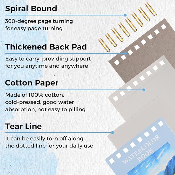 35 Sheets Watercolor Paper Pad 4x4 Inch, 140 lb/300 GSM Cold Press Water Color - Image 3
