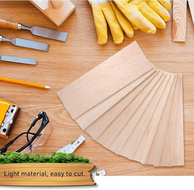 Namalu 10 Pack Balsa Wood Sheets 12 x 4 x 0.12 Inches-3 mm Thick Unfinished - Image 5