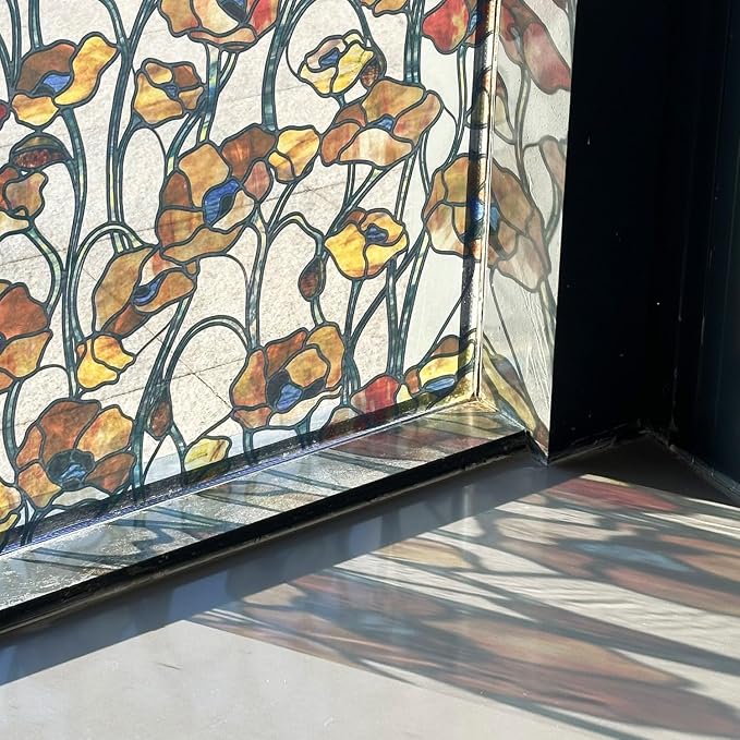funlife Original Hand-Drawn Faux Stained Glass Window Film, Double-Sided Static by funlife