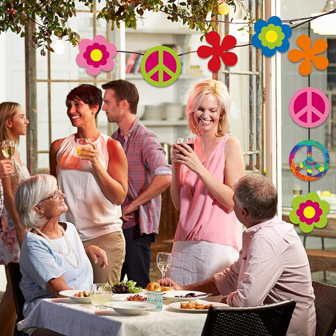 Gejoy 20 Pcs Hippie Party Flower Cutouts 60s 70s Groovy Party Cutouts - Image 3