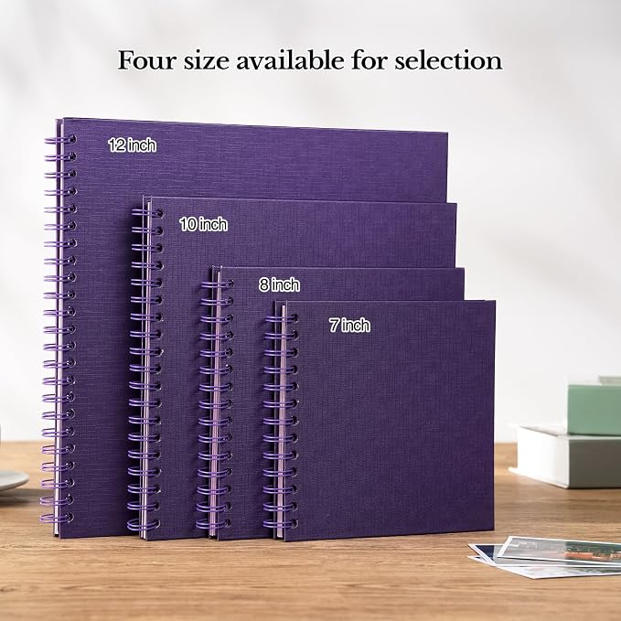 potricher 7 x 7 Inch DIY Scrapbook Album 40 Pages Hardcover Kraft Paper Scrap - Image 6