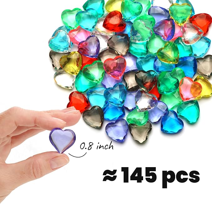 Heart Gems - Gemstones and Crystals - Pack of 145pcs Vase Filler - Jewels - Image 2
