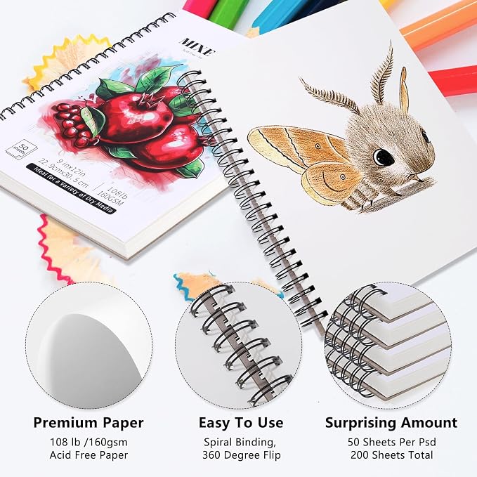 4 Pack Mixed Media Sketchbook, 9x12 inches Drawing Paper Sketch Book, - Image 3