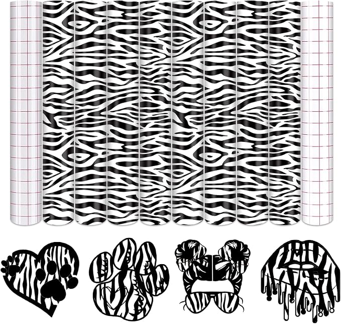 Tintnut Leopard Permanent Vinyl Zebra Pattern Adhesive Vinyl 8 Pcs 12x10in | by Tintnut