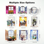 120PCS Watercolor Window PET Stickers – Scenic Views of Cats, Flowers & Cozy - Image 4
