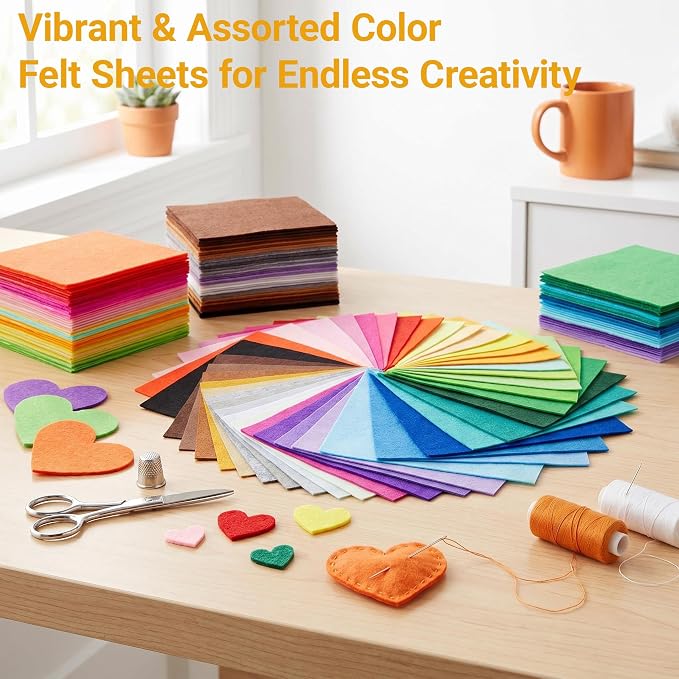 40 Pcs 6x6 Inch Colorful Craft Felt Sheets, Soft Thin Felt Fabric Squares - Image 3