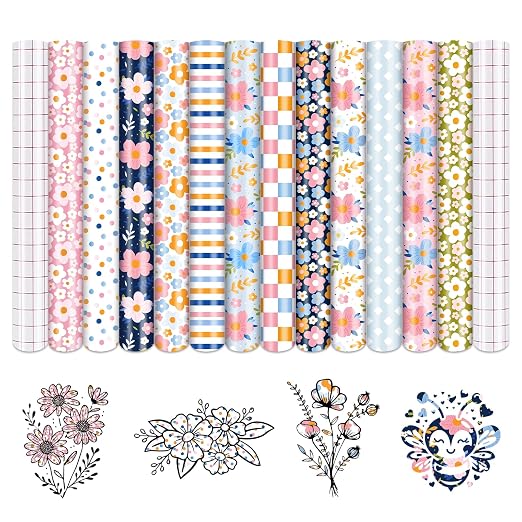 Tintnut Candy Flowers Permanent Vinyl 12x10in 12 Pcs Self Adhesive Vinyl | Boho by Tintnut
