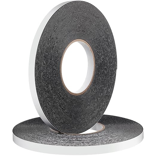 Tatuo 2 Rolls Double Sided Foam Tape 1/2 Inch by 50 Feet Black PE Foam Tape by Tatuo