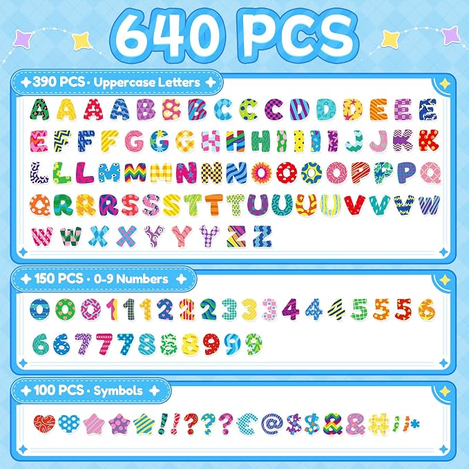 640 PCS Foam Letter Stickers for Kids Crafts, 3D Puffy Colorful Alphabet ABC - Image 3