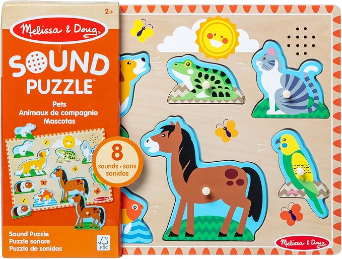 Melissa & Doug Zoo Pet Animals Sound Puzzle – 8-Piece Wooden Peg Puzzle - Image 3