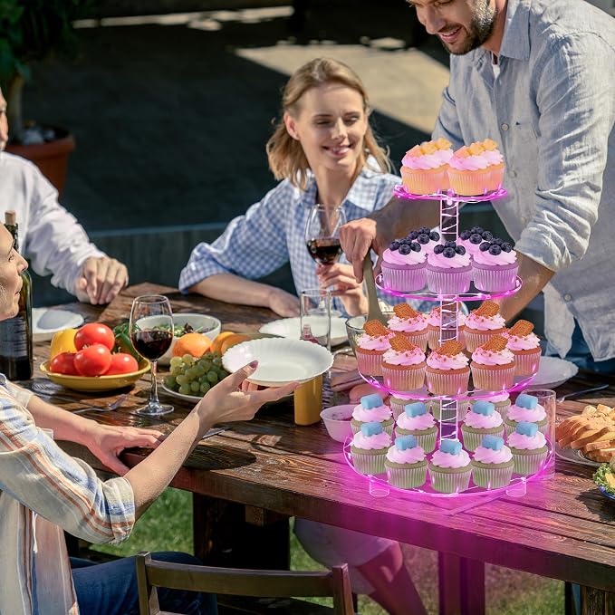 YestBuy 4 Tier Round Cupcake Stand – Premium Cupcake Holder – Acrylic Cupcake - Image 4