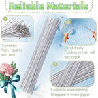 100 Pcs White Paper Wrapped Floral Stems Wire, 14 Inch 18 Gauge, Crafts Supplies - Image 3