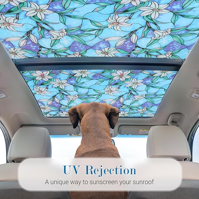 rabbitgoo Stained Glass Window Privacy Film, 23.6" X 78.7" | Anti UV Heat - Image 3