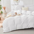 HYMOKEGE White Twin Size Duvet Cover, Ultra Soft 2-Piece Seersucker Duvet Cover by HYMOKEGE
