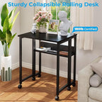 GreenForest Folding Desk with Wheels, 31.5" Rolling Table - Image 8
