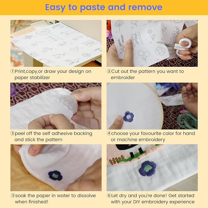 New brothread 12PCS 8.5"x11" Sticky Water Soluble Embroidery Stabilizer - Image 4