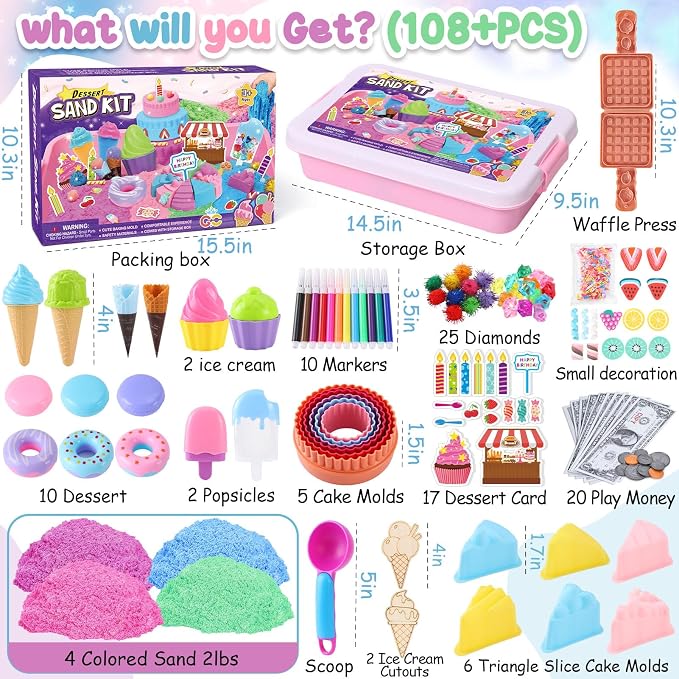 Golray Ice Cream Sensory Bin for Girls, Play Sand Art Kit - Image 2