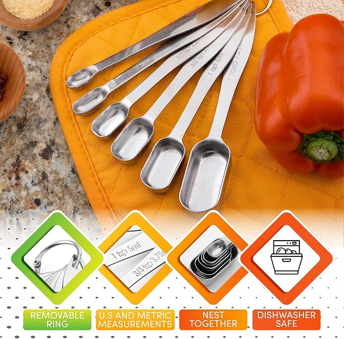 Spring Chef Nesting Stainless Steel Measuring Spoons Set of 7 - Image 6